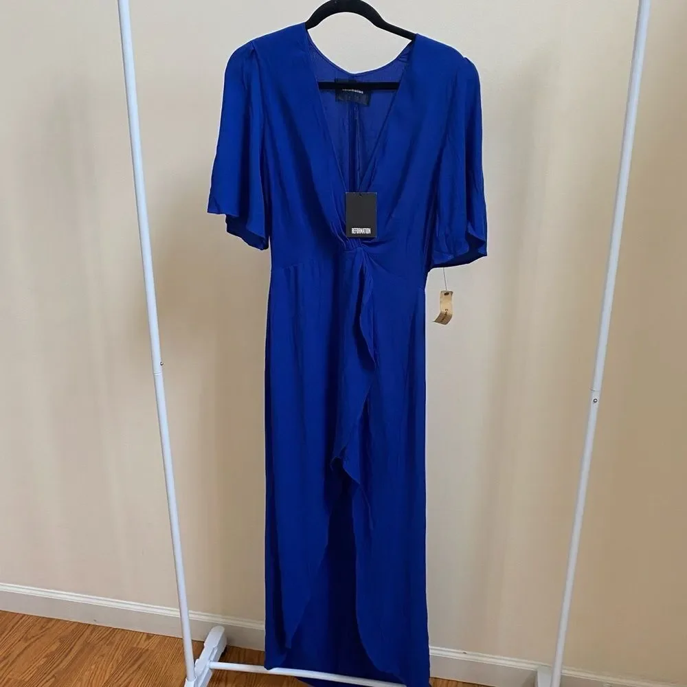 NWT Reformation Westport high low v-neck dress size 6 cobalt blue BRAND NEW - Picture 3 of 6